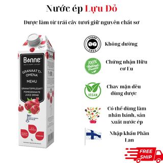 Nước Ép Detox Lựu Đỏ Bonne Nhập Khẩu Phần Lan Không Đường Không Chất Bảo Quản - 1 lít