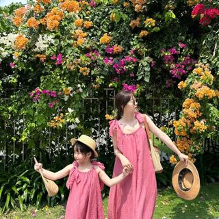 [Gía mở bán] Set váy đôi mẹ bé - váy maxi đôi 2 dây dáng suông dành cho mẹ và bé gái