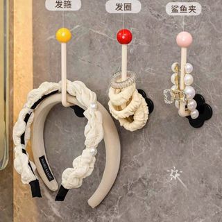 ( Set 3 móc )Móc không khoan, chịu lực mạnh, kẹp tóc phòng tắm, băng đô, móc dính, giá treo dây buộc tóc gắn tường