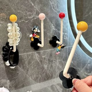 ( Set 3 móc )Móc không khoan, chịu lực mạnh, kẹp tóc phòng tắm, băng đô, móc dính, giá treo dây buộc tóc gắn tường