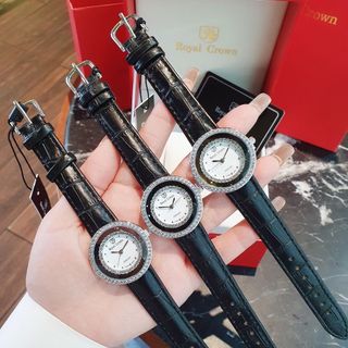 ĐỒNG HỒ NỮ THỜI TRANG ROZAL DÂY DA ĐEN TRÁNG GƯƠNG GIÁ TỐT MÙA HÈ