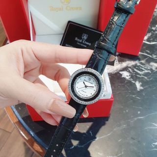 ĐỒNG HỒ NỮ THỜI TRANG ROZAL DÂY DA ĐEN TRÁNG GƯƠNG GIÁ TỐT MÙA HÈ