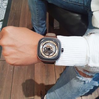 ĐỒNG HỒ NAM THỂ THAO SIÊU CẤP SEVEN PRIDAY MÁY AUTOMATIC NÂU CAM TẶNG KÈM DÂY FULLBOX