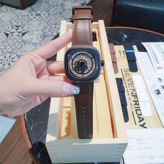 ĐỒNG HỒ NAM THỂ THAO SIÊU CẤP SEVEN PRIDAY MÁY AUTOMATIC NÂU CAM TẶNG KÈM DÂY FULLBOX