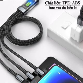 CÁP SẠC NHANH 3 ĐẦU DÂY DÙ DÀI 1M2