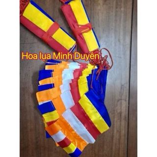 Cờ Dây Phật Giáo , Cờ Phật Đản ,Loại 10m gồm 20 lá cờ , Chất Liệu Vải Phi Bóng Chịu Được Nắng Mưa Ngoài Trời