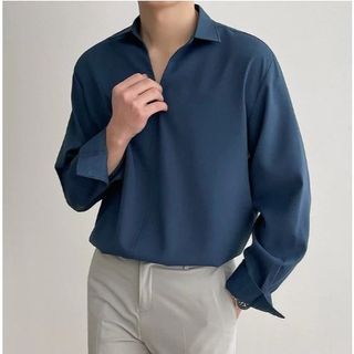 Áo sơ mi trắng nam TUTO5 Menswear SMT06 - sơ mi dài tay cổ chữ V chất vải lụa ,không nhăn form rộng phong cách Hàn Quốc