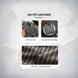 Áo sơ mi nam họa tiết Kelly TUTO5 Menswear SMD04 - sơ mi ngắn tay cổ vest vải đũi thô hàn thoáng mát, form thoải mái