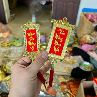 COMBO 10 dây liễng nhung in chữ 2 mặt trang trí tết, treo trang trí quất đào mai tết