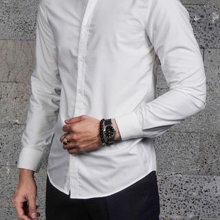 Áo sơ mi nam cổ tàu TUTO5 Menswear SMT07 - sơ mi dài tay trơn trắng,đen form Slimfit Shirt kiểu dáng Hàn Quốc phong cách