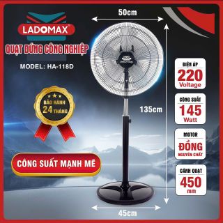 Quạt đứng công nghiệp Ladomax HA-118D 5 tốc độ, cánh nhôm
