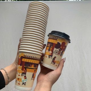 Set 50 Cốc giấy dùng 1 lần dày đẹp dùng uống nước nóng lạnh