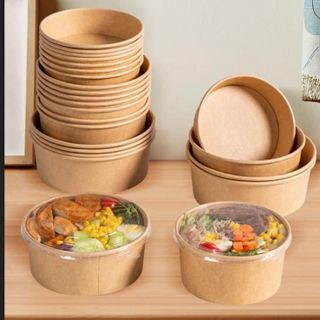 1 thùng tô giấy nâu 500ml  (500c/th) Tô Giấy Kraft 750ml/ Đựng Thực Phẩm Cao cấp đựng các món salat, bánh, cơm, mỳ