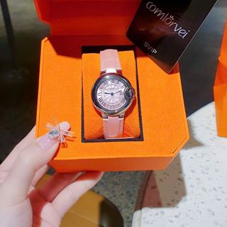 ĐỒNG HỒ NỮ CHÍNH HÃNG COMLORVEI HỒNG DÂY DA NIỀNG THÉP