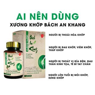 Xương Khớp Bách An Khang Giúp Giảm Đau Lưng, Mỏi Gối, Tê Mỏi Chân Tay, Đau Nhức Xương Khớp, hộp 30 viên