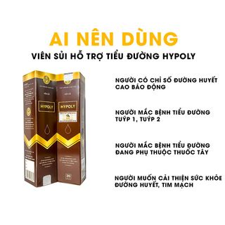 Viên Sủi Tiểu Đường Hypoly - Hỗ Trợ Kiểm Soát Đường Huyết, Cân Bằng Tiểu Đường, Tăng Cường Sức Khỏe, hộp 20 viên