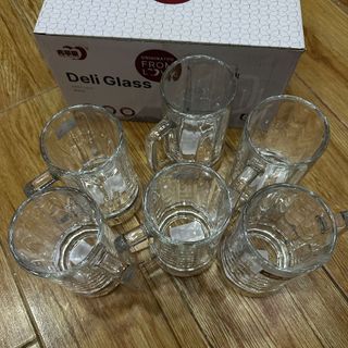 BỘ 6 LY THỦY TINH UỐNG BIA CÓ QUAI ZB84