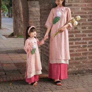 sỉ buôn áo dài cách tân bé gái thêu hoa ruy băng cao cấp giá gốc tại xưởng may áo dài