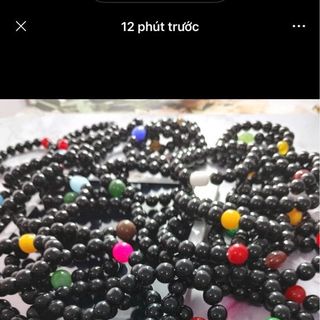 Chuỗi vòng tay phong thủy đá đen mix hạt 10ly