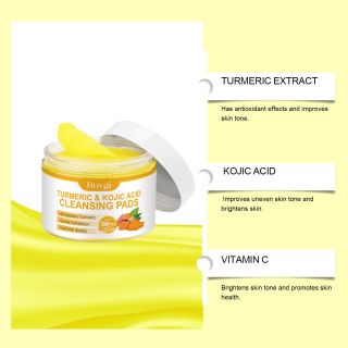 Miếng tẩy trang Turmeric Kojic Acid làm sạch lỗ chân lông tươi mát, dưỡng ẩm, làm sạch da đầy tiện lợi 50mieng (HÀNG GIÁ TẬN XƯỞNG)