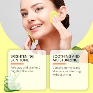 Miếng tẩy trang Turmeric Kojic Acid làm sạch lỗ chân lông tươi mát, dưỡng ẩm, làm sạch da đầy tiện lợi 50mieng (HÀNG GIÁ TẬN XƯỞNG)