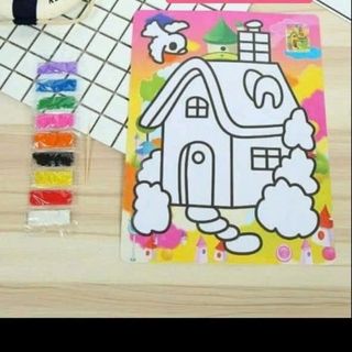 Tranh cát size lớn 21x27cm kèm 9 màu cát