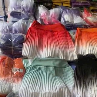 Chân váy xếp ly màu loang Size m l xl xxl