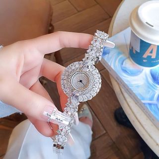 SET ĐỒNG HỒ NỮ CHÍNH HÃNG FUNMEI MẶT HOA BẠC ĐÍNH ĐÁ PHA LÊ FULLBOX TEM