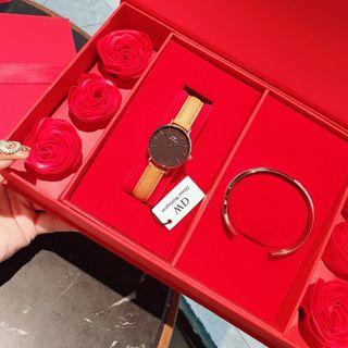 SET HOA ĐỒNG HỒ CAO CẤP DANIEL W DA TRÒN VÀ CUFF