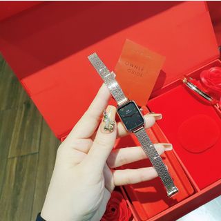 SET HOA ĐỒNG HỒ CAO CẤP DANIEL W LƯỚI CHỮ NHẬT VÀ CUFF