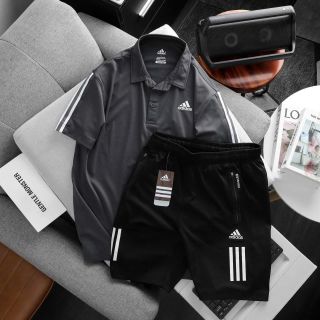 Tổng bộ thể thao short thun poly 2 da trơn láng, co giãn 4c, 3 túi khoá kéo. Size : m l xl 2xl /2222/ 8set