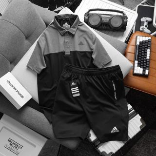 Tổng bộ thể thao short thun poly 2 da trơn láng, co giãn 4c, 3 túi khoá kéo. Size : m l xl 2xl /2222/ 8set