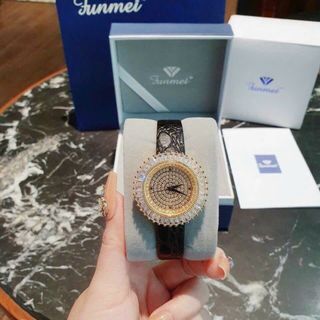 SET ĐỒNG HỒ NỮ DA CHÍNH HÃNG FUNMEI F2077 VÀNG FULLBOX TEM