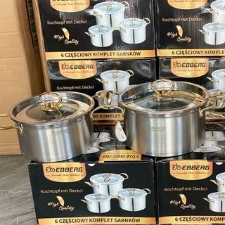 BỘ 3 NỒI ĐỨC INOX CAO CẤP EBBERG EB 8003