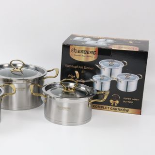 BỘ 3 NỒI ĐỨC INOX CAO CẤP EBBERG EB 8003