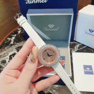 SET ĐỒNG HỒ NỮ DA CHÍNH HÃNG FUNMEI F2077 HỒNG FULLBOX TEM