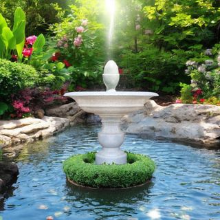 Đài phun nước sân vườn 1 tầng tích hợp sẵn thiết bị cao 66cm