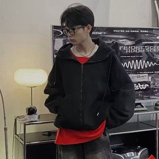 Áo khoác dây kéo from boxy 2 da dày dặn thêu nổi cổ cao form dạng boxy tay phồng nón rộng có 2 size L và Xl
