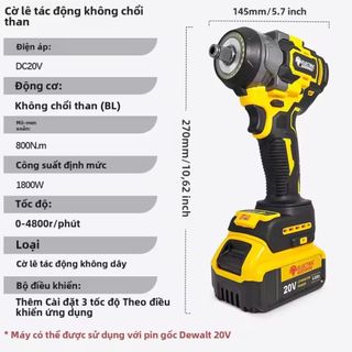 Không chổi than Thân máy bulong máy bắn vít dùng pin dewalt gốc