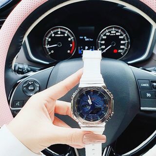 ĐỒNG HỒ NAM NỮ CAO CẤP CAXIO MẶT BÁT GIÁC TRẮNG NIỀNG THÉP FULLBOX UNISEX