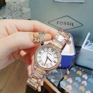 XẢ KHO MÙA HÈ ĐỒNG HỒ NỮ CAO CẤP FOSIL VIRGINIA MẶT TRÒN MINI VIỀN HỘT