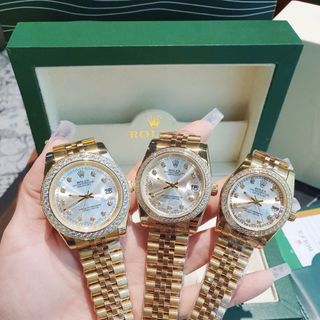 ĐỒNG HỒ NAM NỮ CAO CẤP RÔLEC DÂY THÉP MẶT KÍNH SAPHIRE VIỀN HỘT