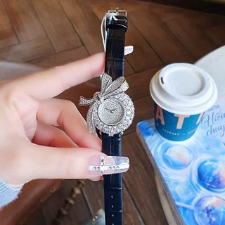 SET ĐỒNG HỒ NỮ CHÍNH HÃNG FUNMEI DÂY DA MẶT NƠ ĐÁ FULLBOX TEM