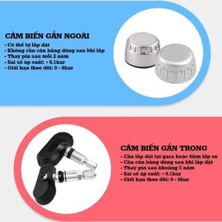 Cảm biến áp suất lốp ô tô cao cấp CareUD model T802C, phiên bản van gắn trong