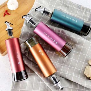 Chai Đựng Dầu, Giấm, Nươc Chấm Thủy Tinh Bọc Thép 300ML