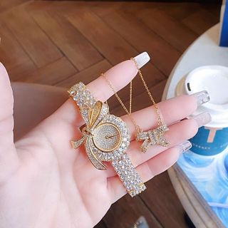 SET ĐỒNG HỒ NỮ CHÍNH HÃNG FUNMEI MẶT NƠ FULL ĐÁ FULLBOX TEM