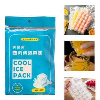 Bịch 10 Túi Làm Kem , Làm Đá Viên, Nước Trái Cây Thiết Kế 24 Ngăn COOL ICE PACK dùng 1 lần