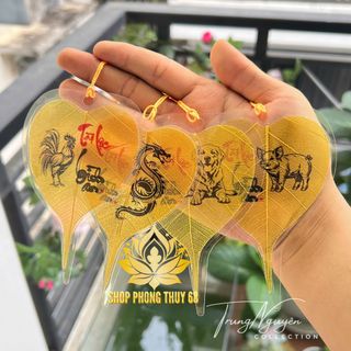 Lá Bồ Đề Chữ Pháp 12 Con Giáp Theo Tuổi Phong Thủy May Mắn , đế ốp lưng đt , treo xe, để ví bóp,...