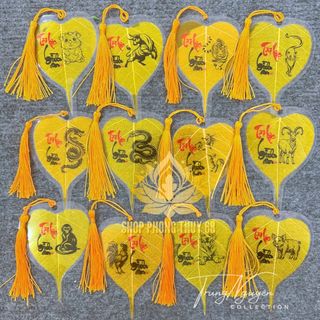 Lá Bồ Đề Chữ Pháp 12 Con Giáp Theo Tuổi Phong Thủy May Mắn , đế ốp lưng đt , treo xe, để ví bóp,...