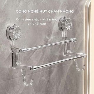 Thanh treo khăn mặt hít tường không cần khoan, thanh treo đồ nhà tắm hút chân không siêu dính